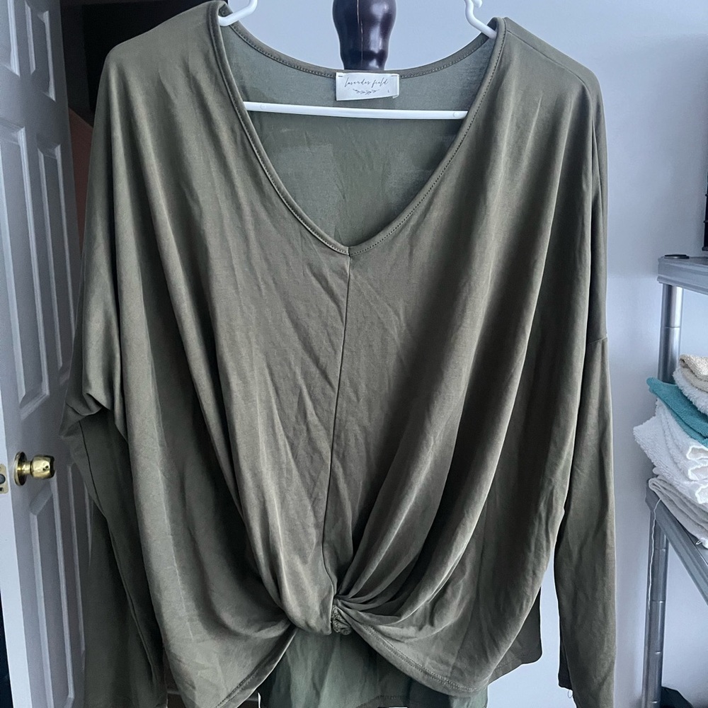 Lavender Field Olive Long Sleeve Top